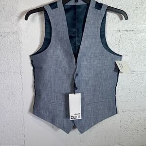 Bar III Men's Slim-Fit White 100% Linen Suit Vest blue S $115
